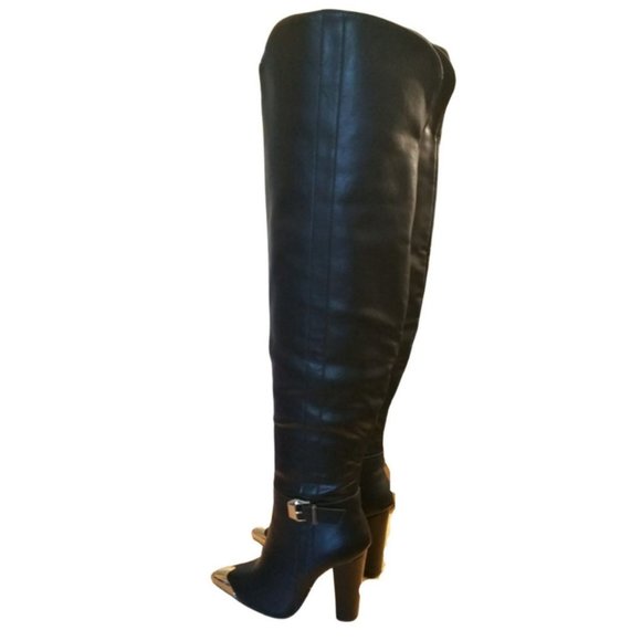 NWOB- Dorothy Over the Knee Black & Gold Toe Buckle Boot Size 5.5 - Picture 8 of 8